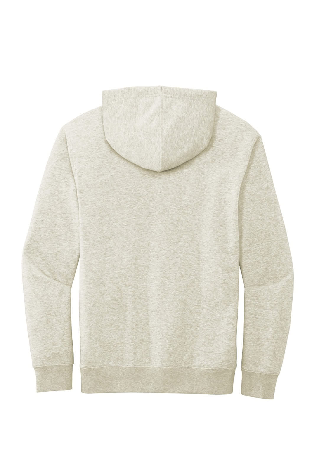 A light grey fleece hoodie with a hood and long sleeves, featuring a logo. Back view displayed.