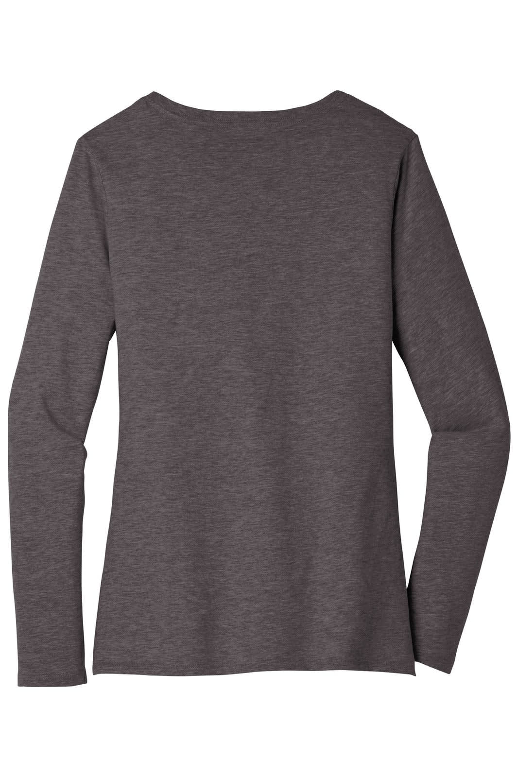 A long sleeve v-neck t-shirt in a dark grey colour, featuring a simple design and no visible logos.