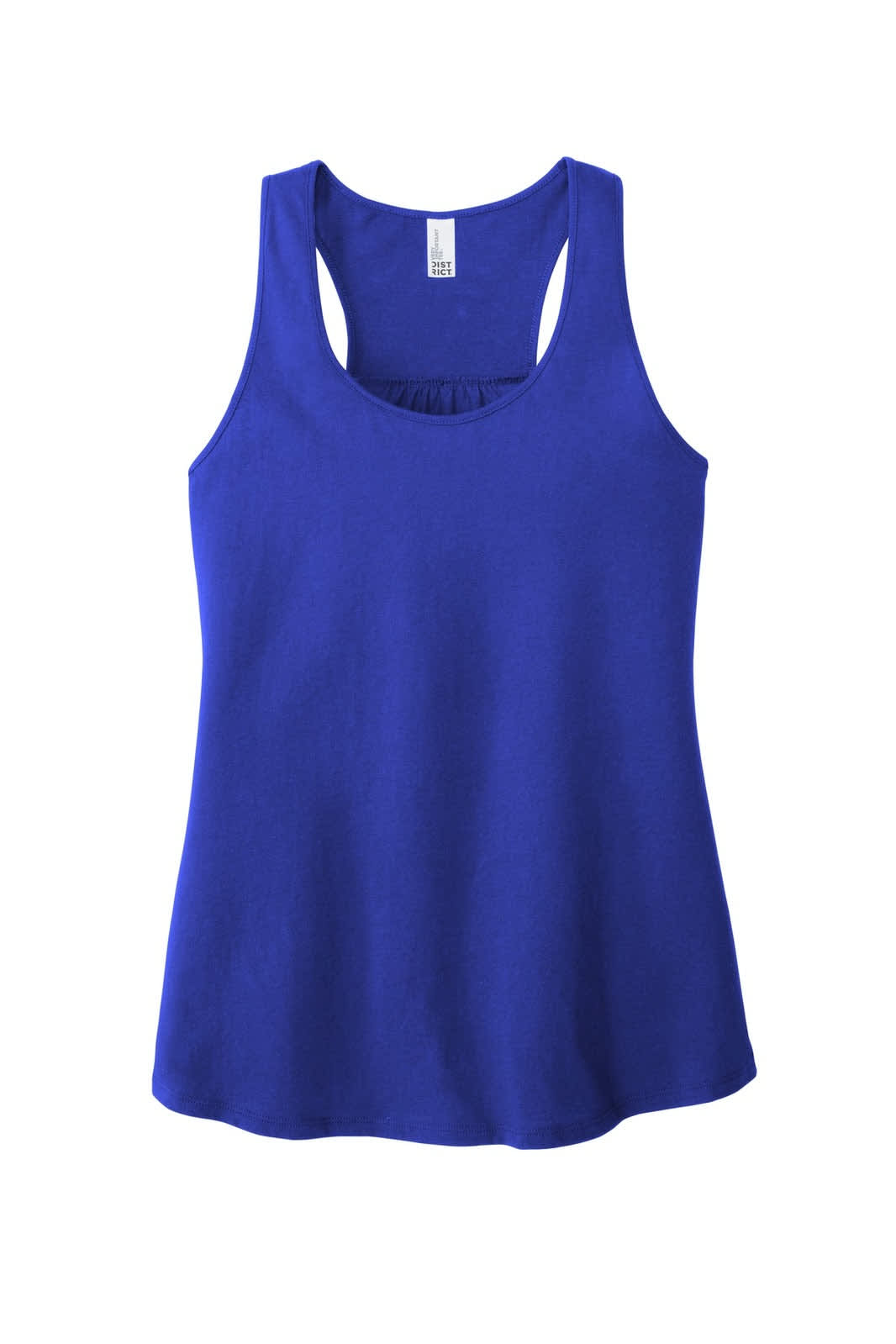 A blue gathered back tank top with a regular fit and a brand logo. Ideal for casual wear.