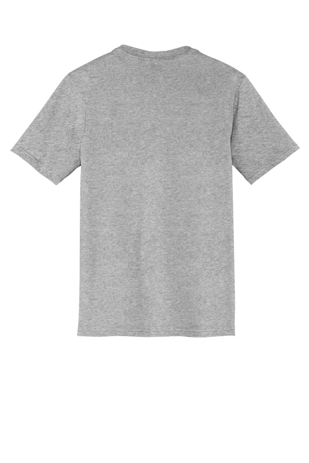 A light grey v-neck t-shirt featuring short sleeves and a plain back design. The shirt has a logo.