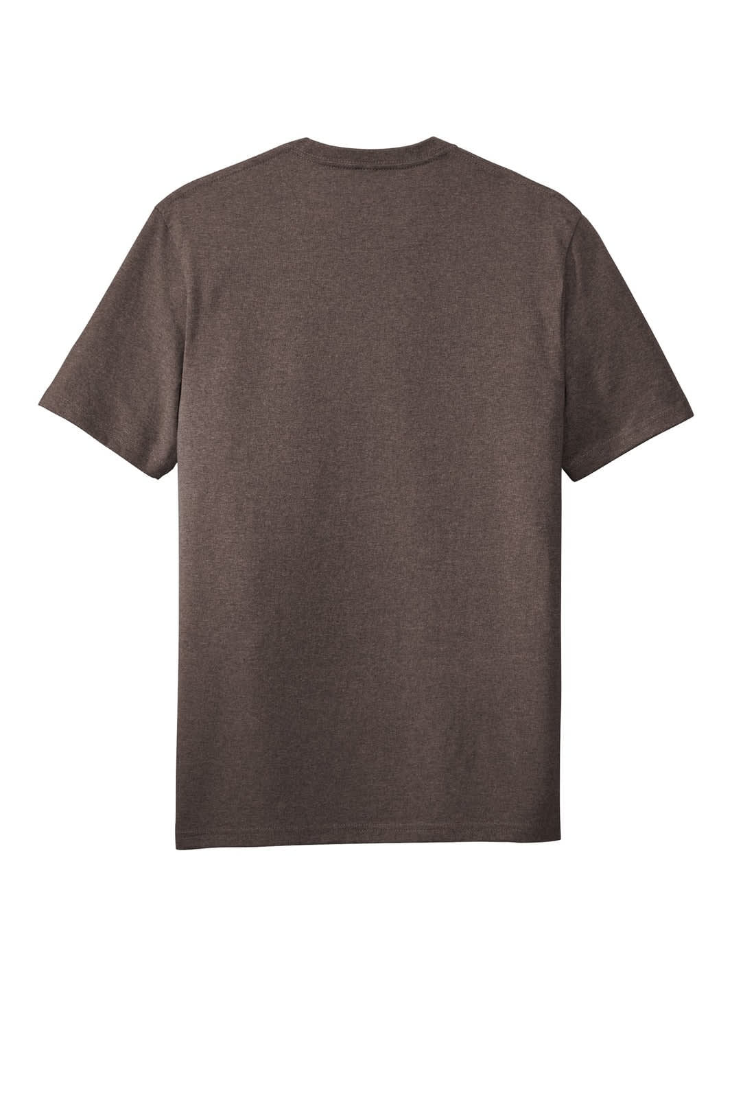 A brown T-shirt with a round neck and short sleeves, featuring a logo on the back.