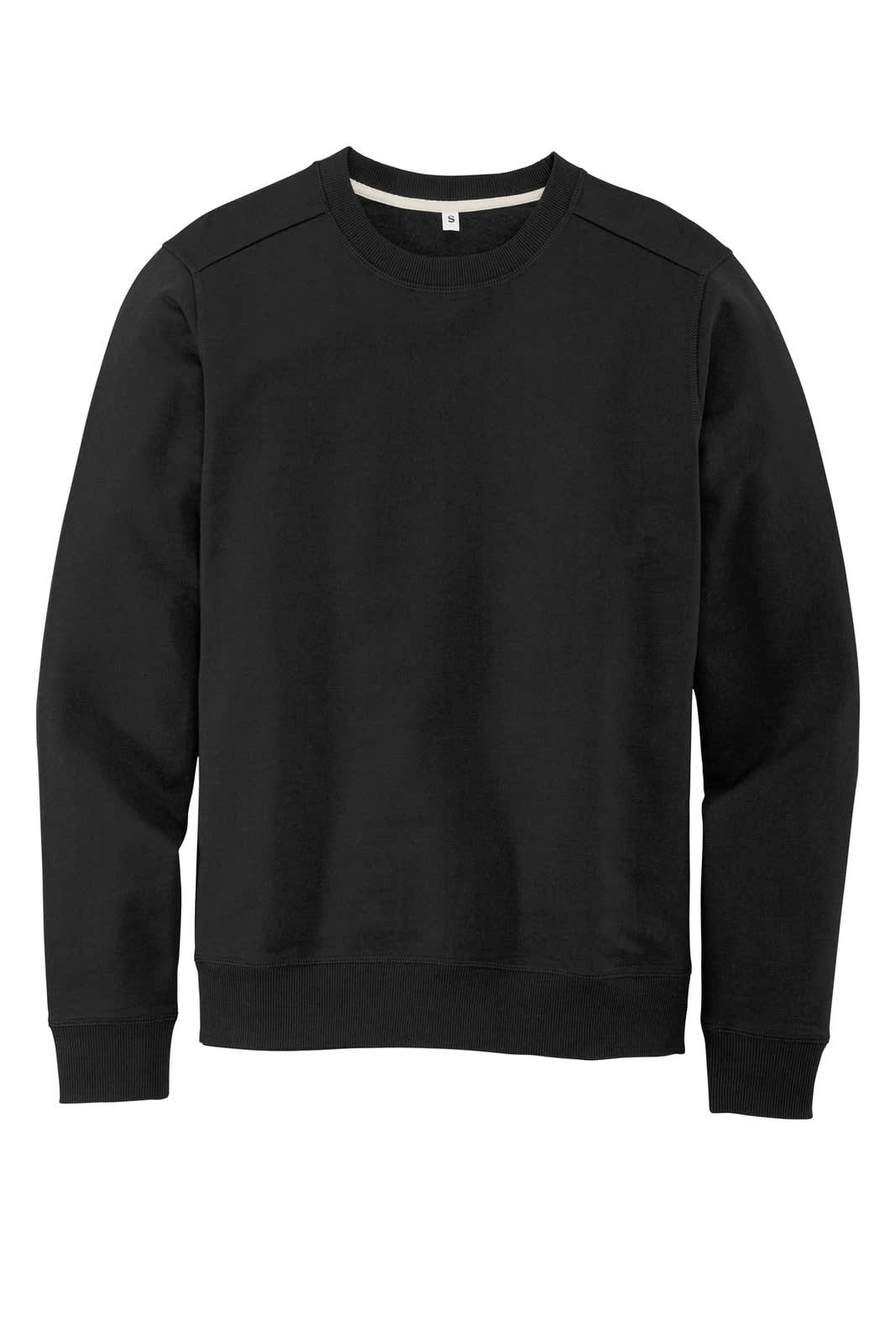 A black crew jumper featuring a simple design and a logo on the chest area. Suitable for casual wear.