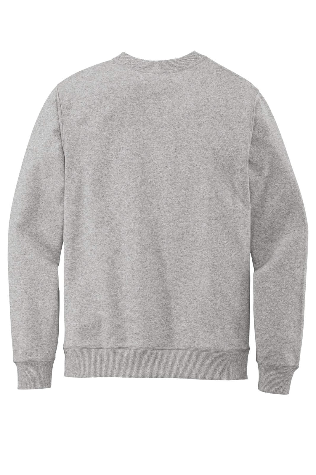 A grey crew jumper with a classic fit and a ribbed neckline, featuring a plain back without any design elements.