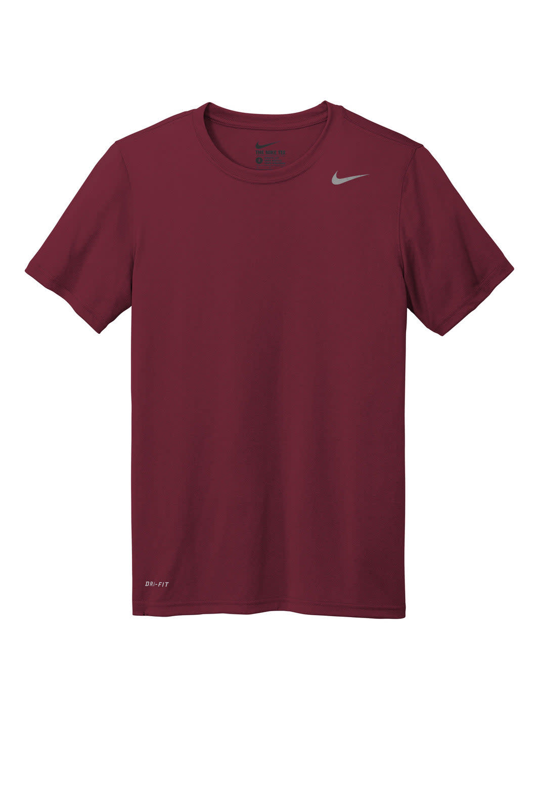 A maroon Nike Team rLegend Tee with a logo on the chest, featuring a classic short-sleeve design.