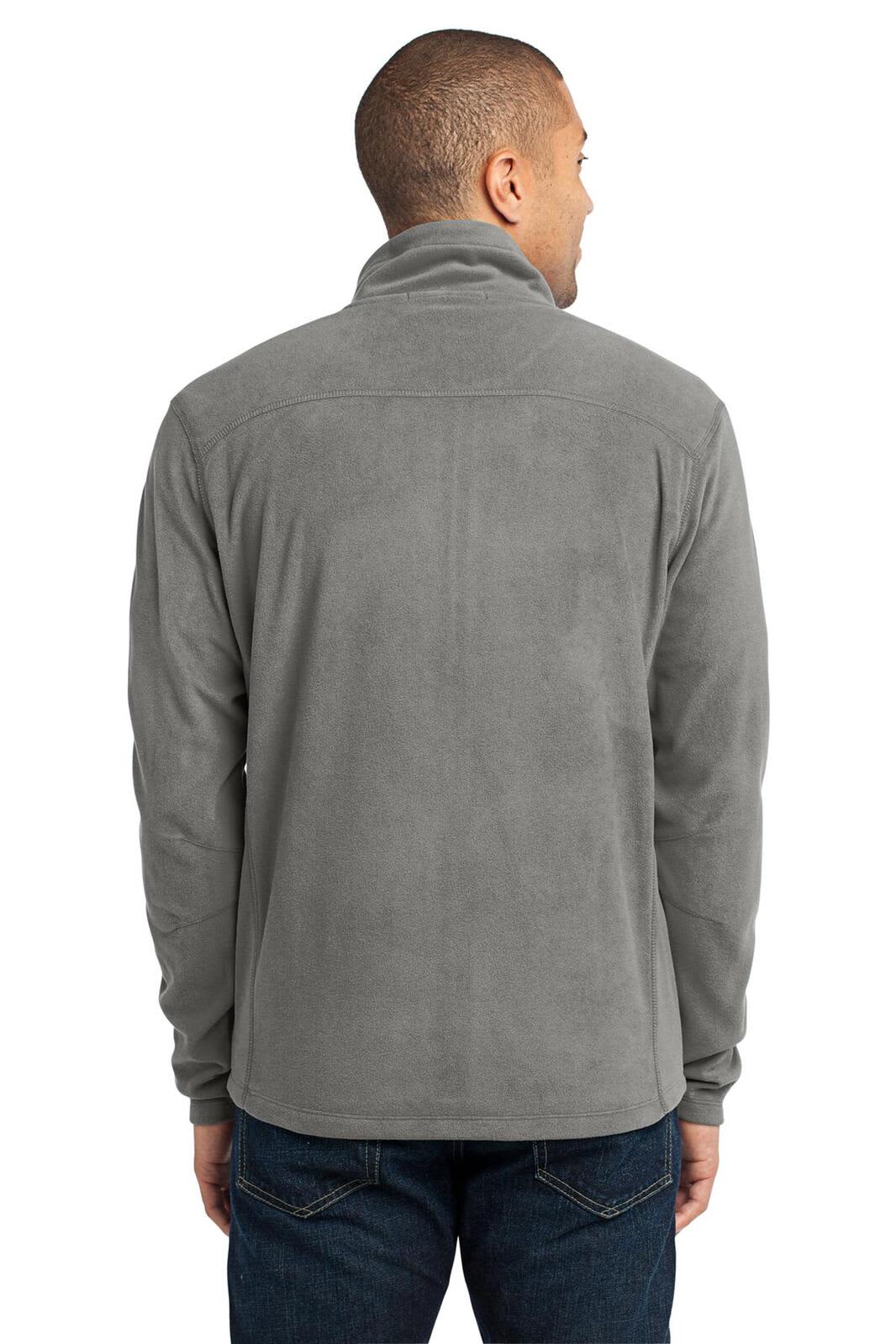 A grey Port Authority Microfleece Jacket featuring a high collar and a plain back design.