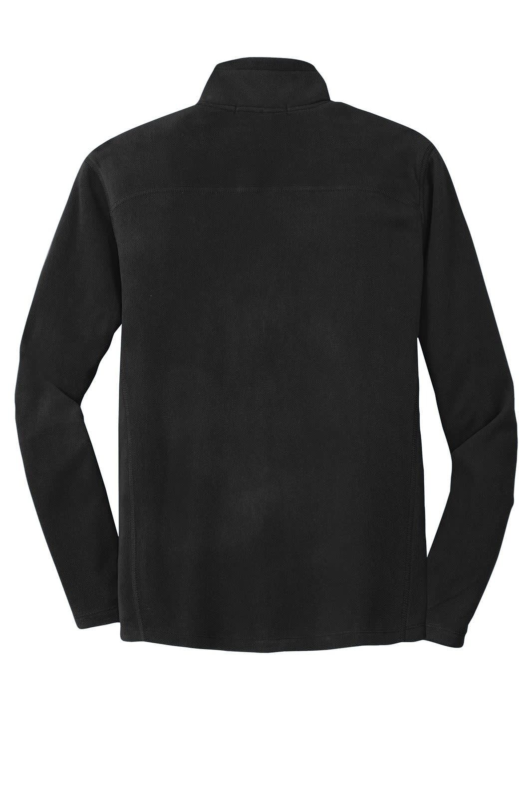 A black Port Authority Microfleece 1/2-zip pullover with long sleeves and a back view, featuring a logo.