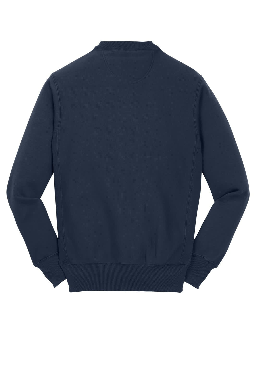 A navy blue Sport-Tek Super Heavyweight Crewneck Sweatshirt with long sleeves and a plain back design.