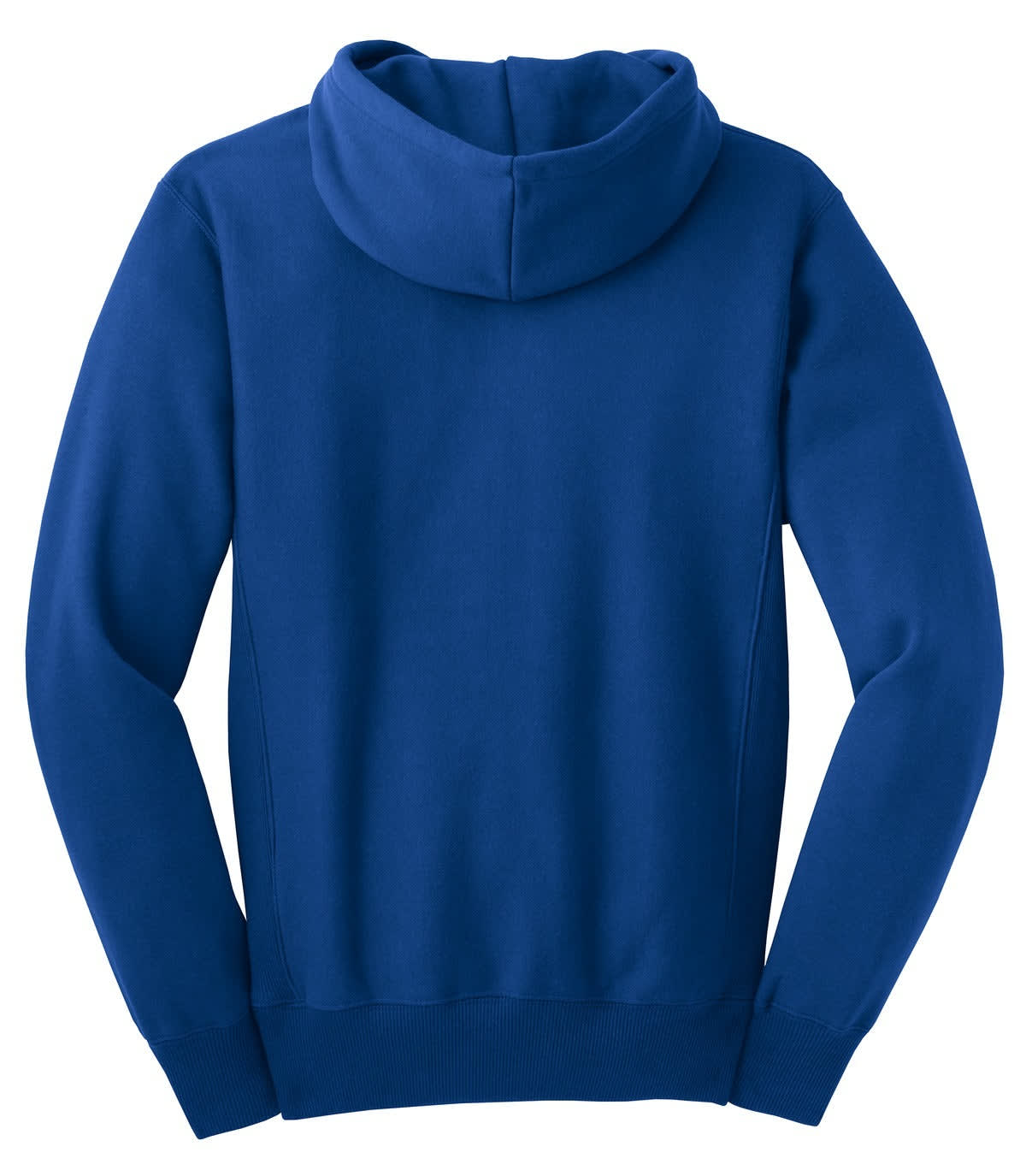 A blue Sport-Tek Super Heavyweight Pullover Hooded Sweatshirt with a simple design and a hood.