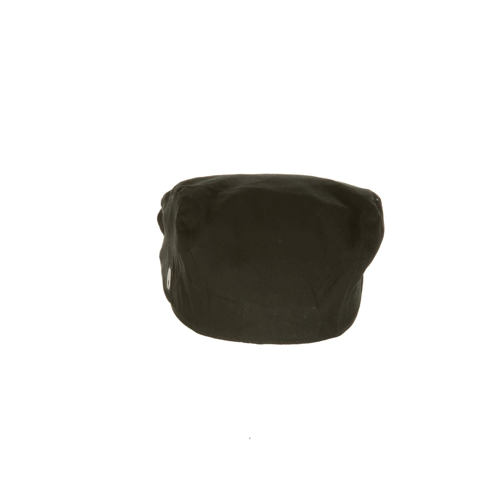 A black Driver Cap with a soft, rounded top and a logo on the side. Suitable for various casual outfits.