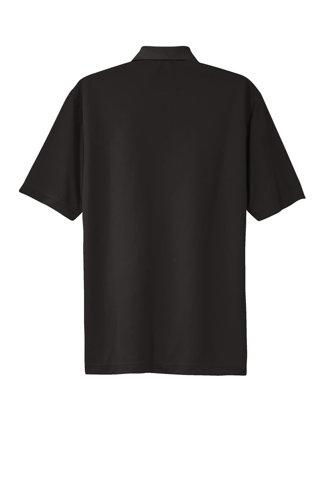 A black Sport-Tek Dri-Mesh Polo shirt featuring a simple design and a logo.