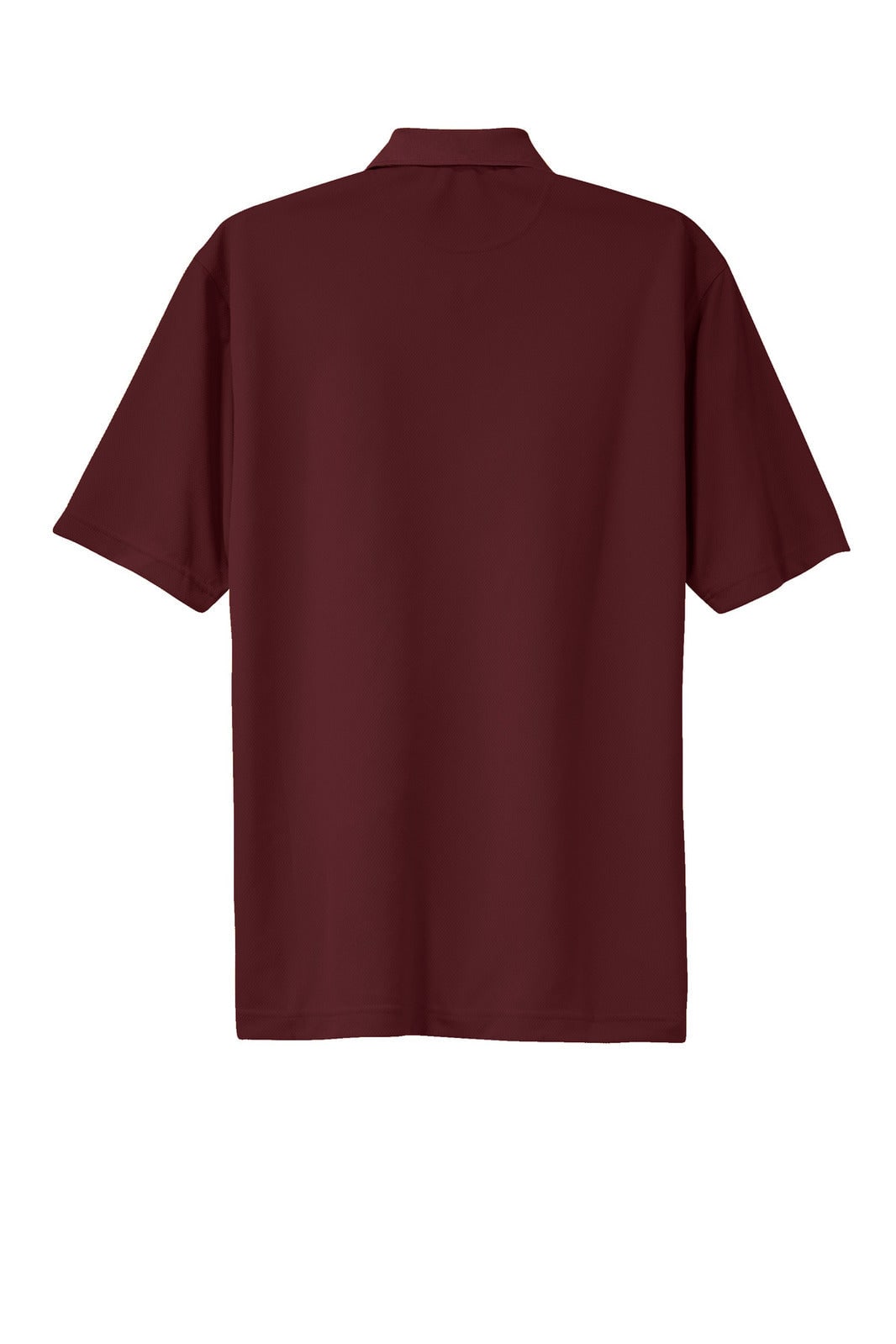 A maroon Sport-Tek Dri-Mesh polo shirt with a relaxed fit and a collar, featuring a logo.