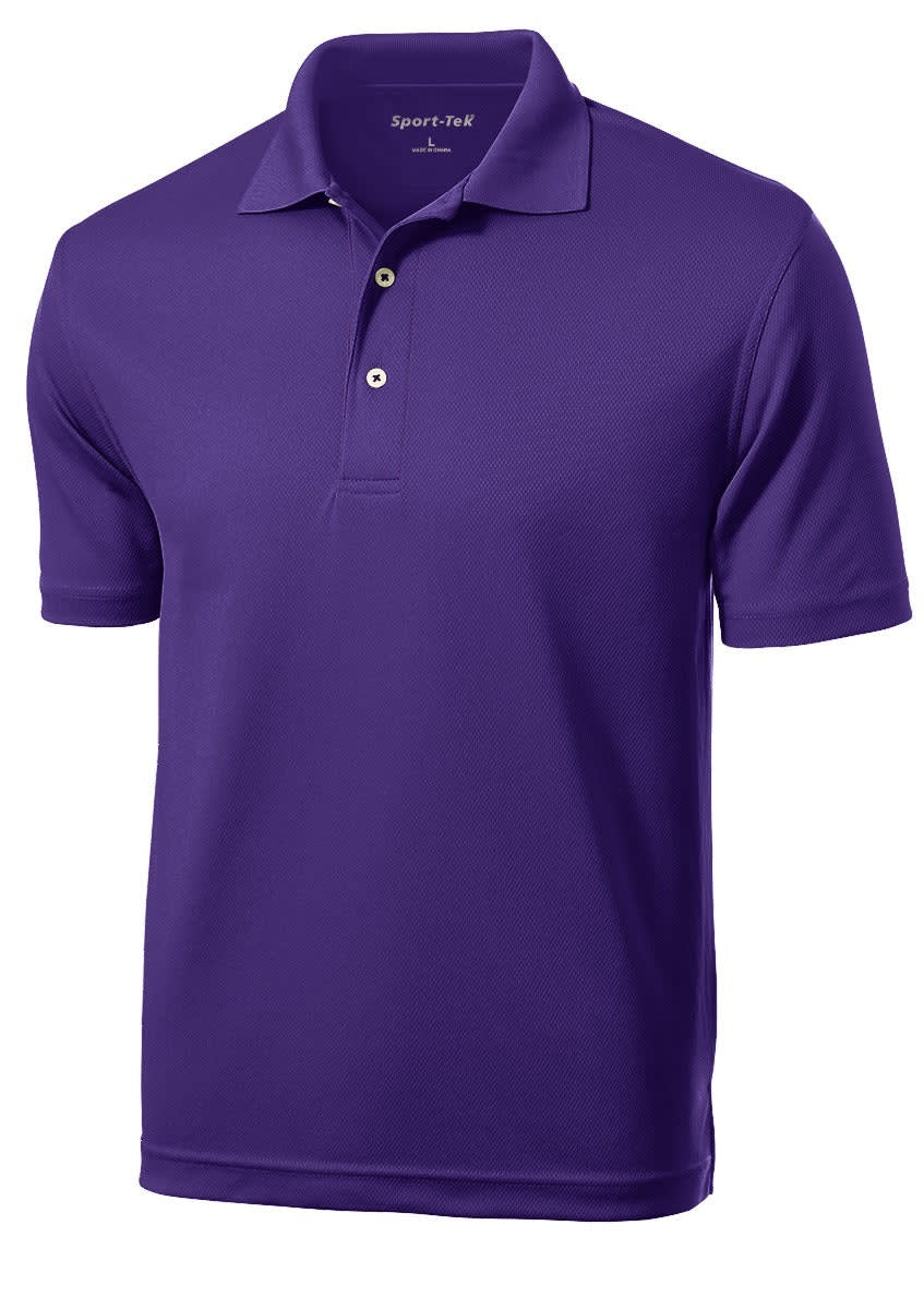 A purple Sport-Tek Dri-Mesh Polo shirt with a classic collar and logo.