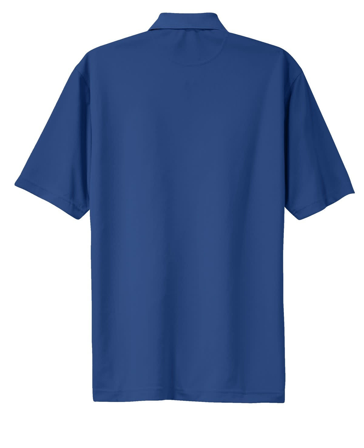 A blue Sport-Tek Dri-Mesh polo shirt featuring a back view and a solid colour design. Includes a logo.