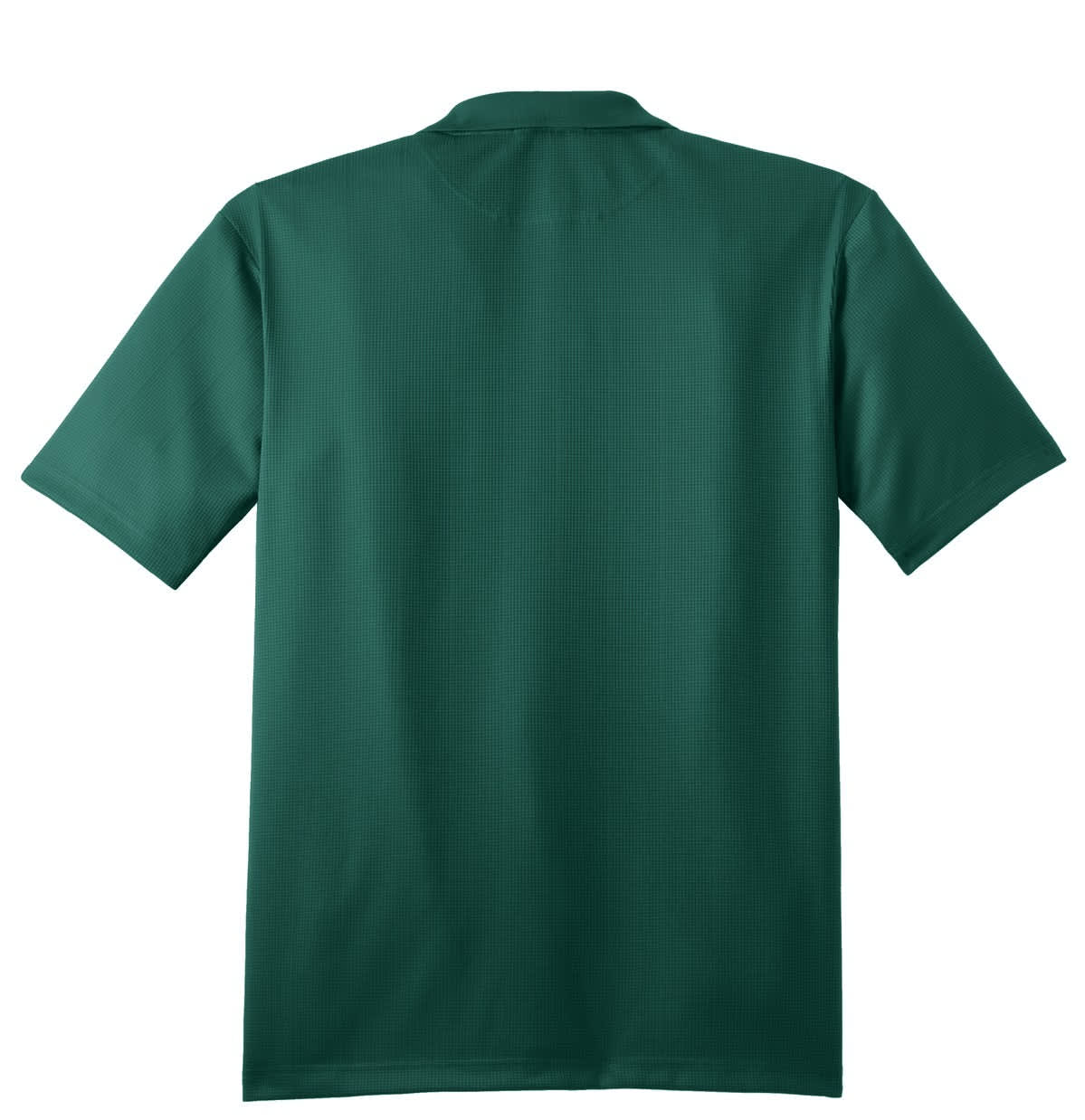 A green Port Authority Performance Fine Jacquard Polo shirt featuring short sleeves and a collar, with a logo present.