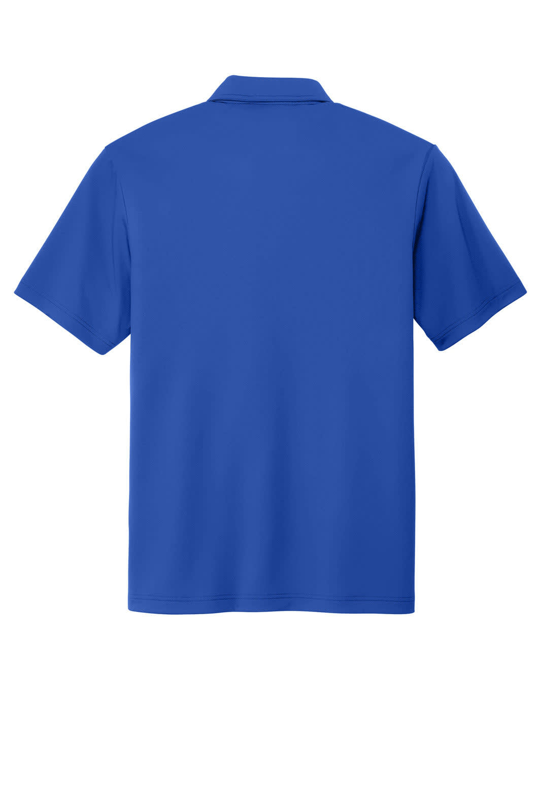 A blue polo shirt featuring a classic design and a branded logo. The shirt has short sleeves and a collared neck.