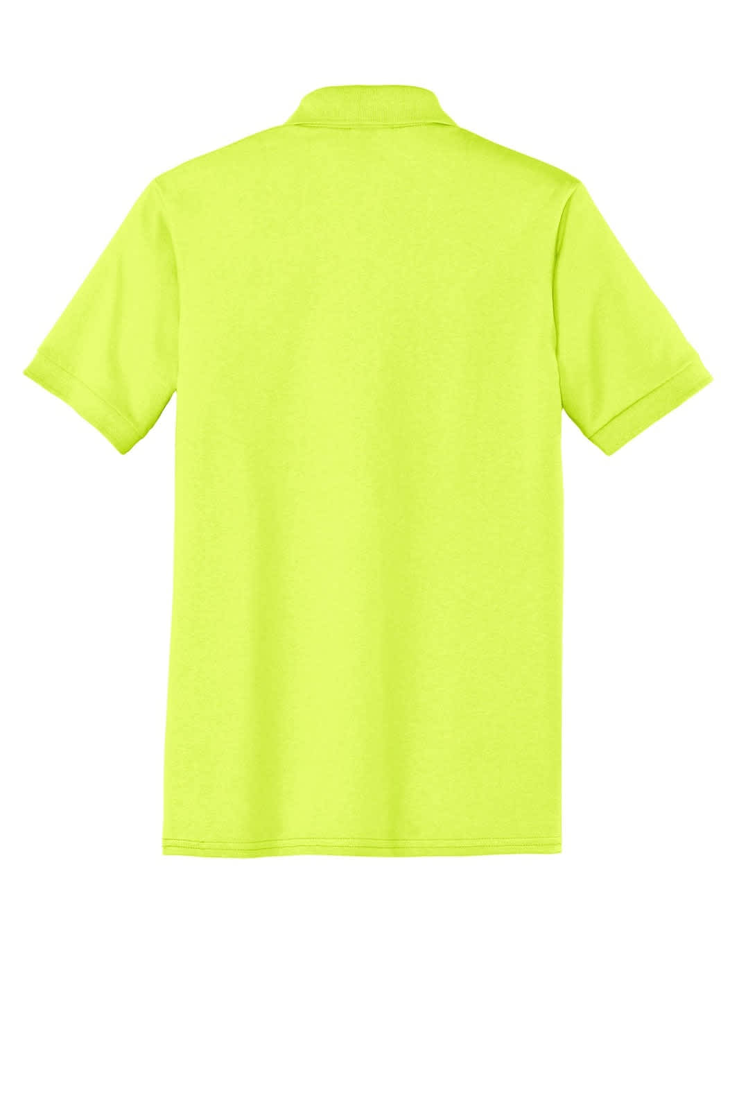 A bright yellow polo shirt with a pocket and a logo on the chest. The back is plain without any graphics.