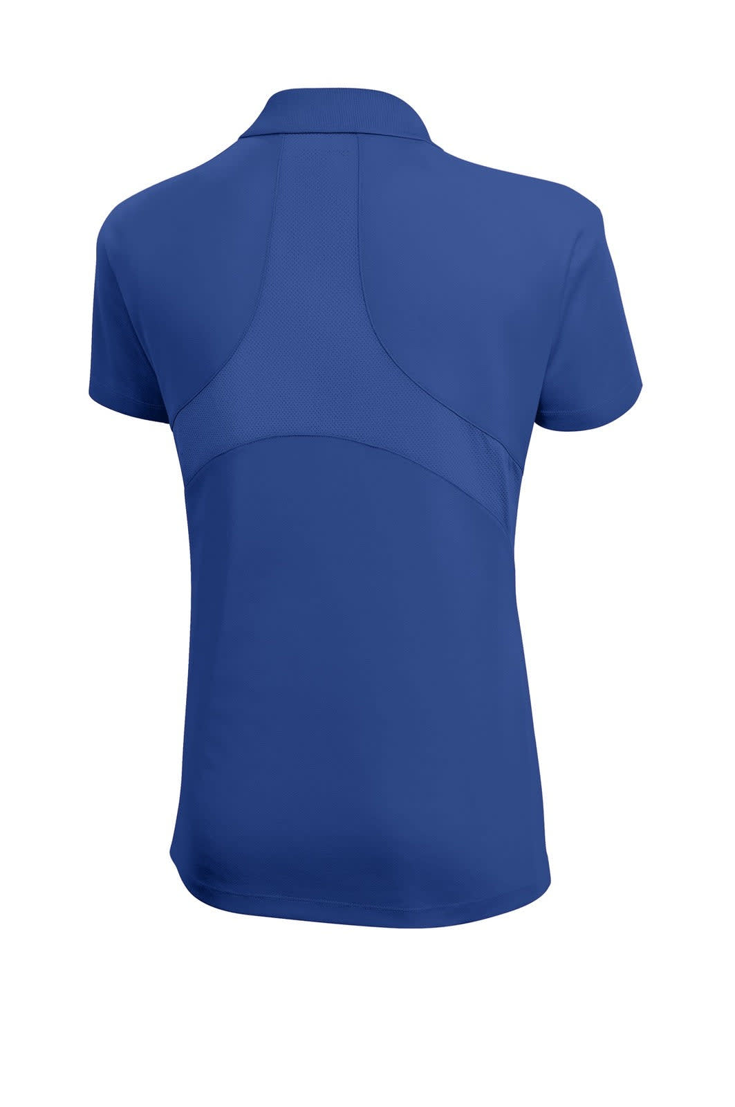 A blue Sport-Tek Ladies Dri-Mesh Pro Polo shirt featuring a back design and a logo.