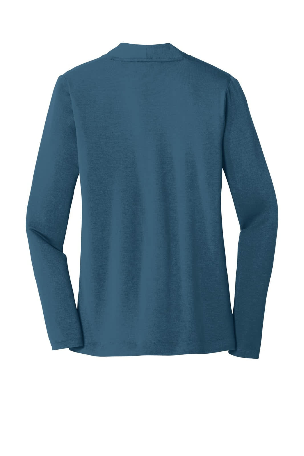 A blue Port Authority ladies' cardigan with a simple design, featuring long sleeves and a back view.