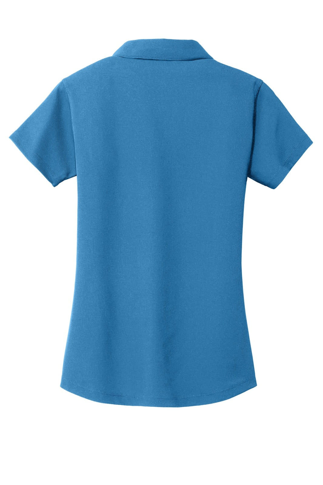 A ladies' polo shirt in a vibrant blue, featuring a classic collar and short sleeves. Includes a logo.