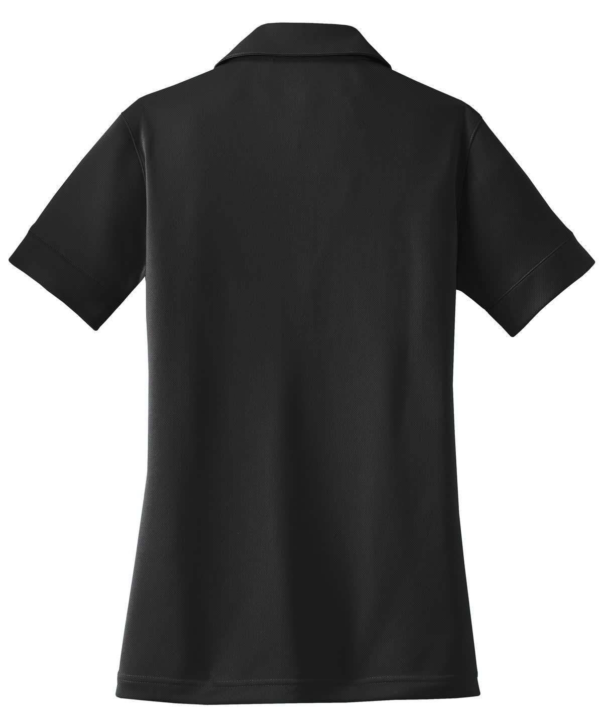 A black OGIO Glam Polo shirt viewed from the back, featuring a collar and short sleeves.