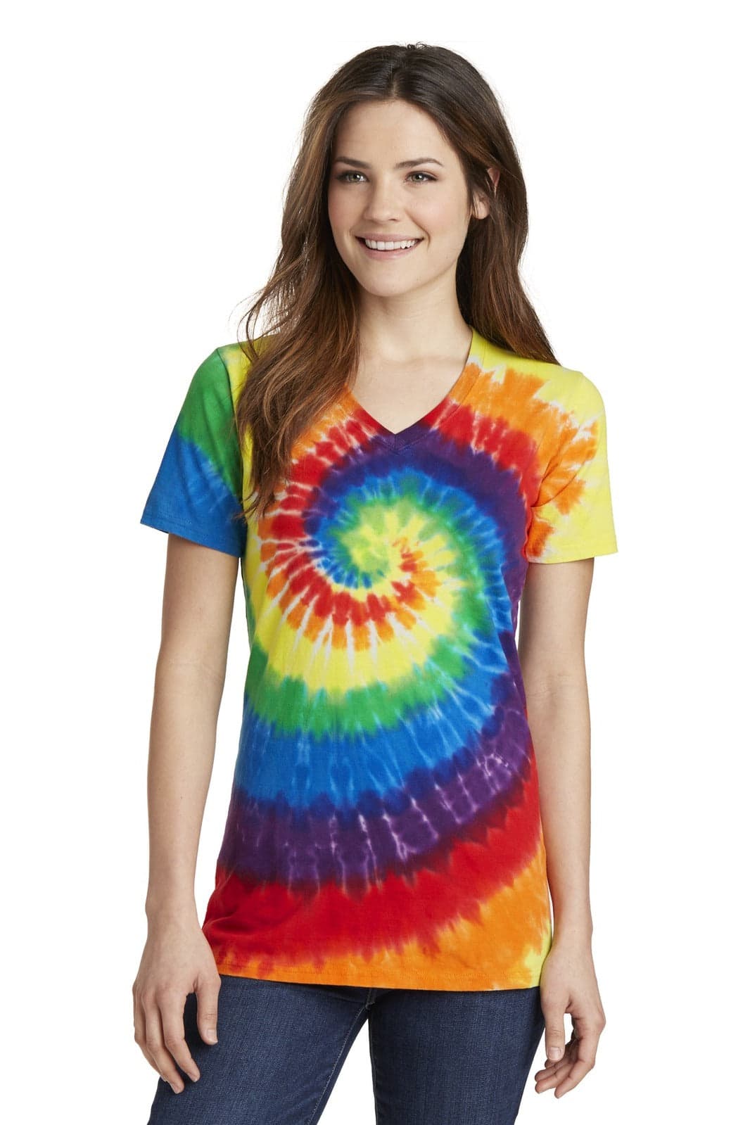 Port & Company Ladies Tie-Dye V-Neck Tee