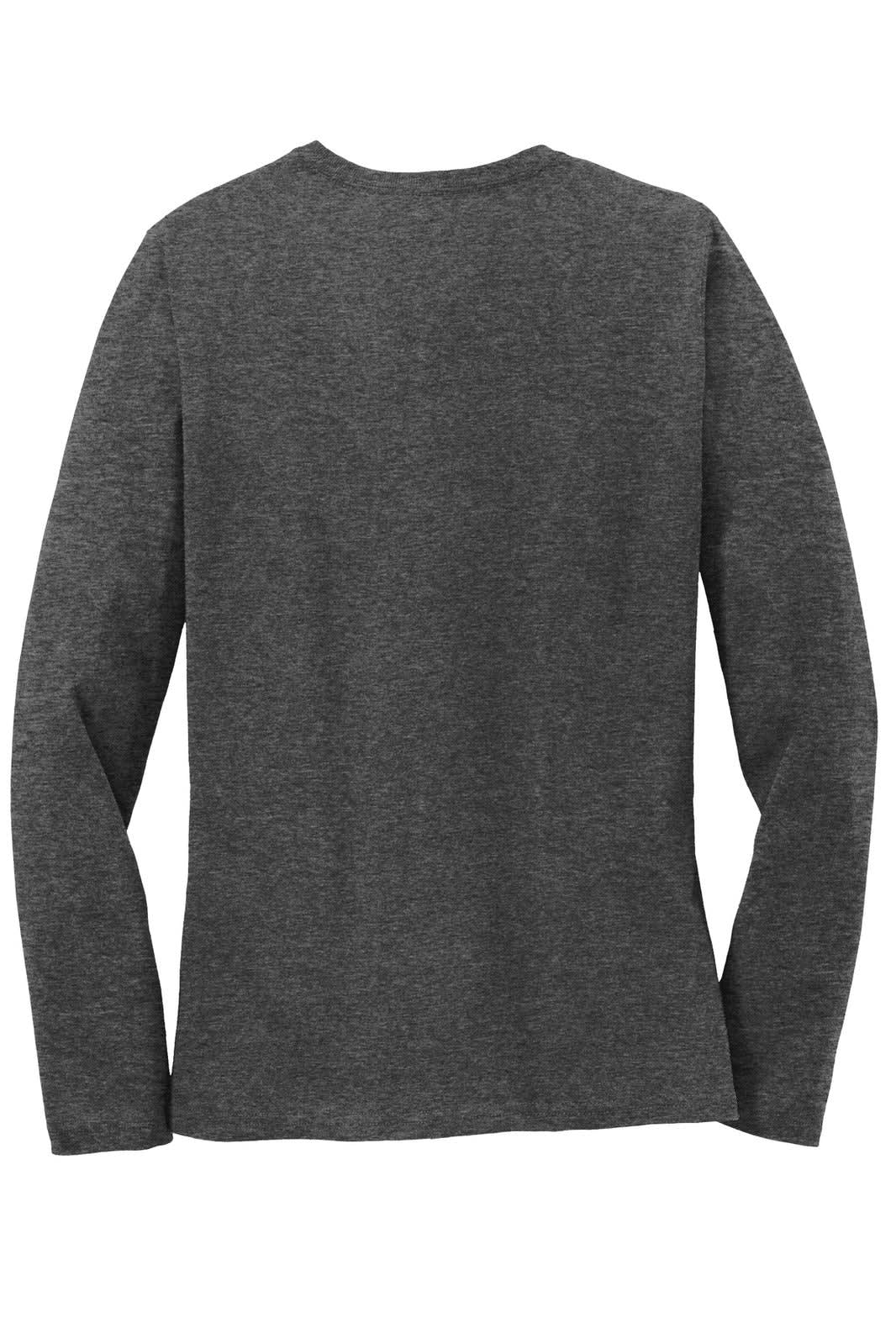 A grey long sleeve t-shirt with a plain back design, featuring a logo or branding.
