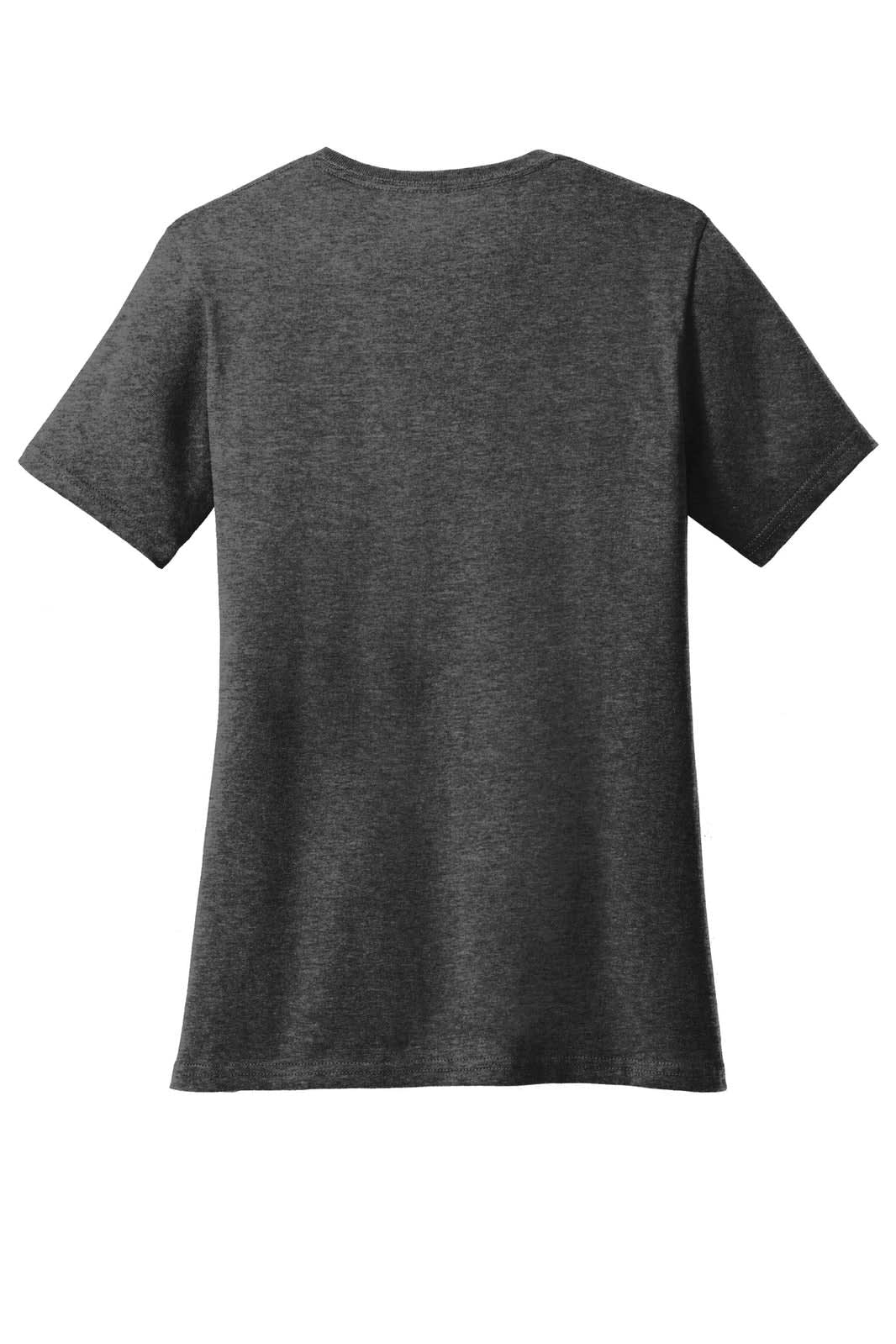 A ladies' v-neck t-shirt in a dark grey colour, featuring short sleeves and a plain back.