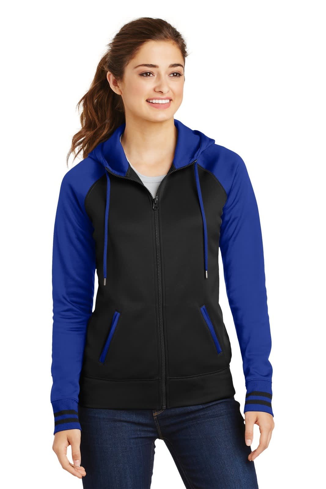 Sport-Tek Ladies Sport-Wick Varsity Fleece Full-Zip Hooded Jacket