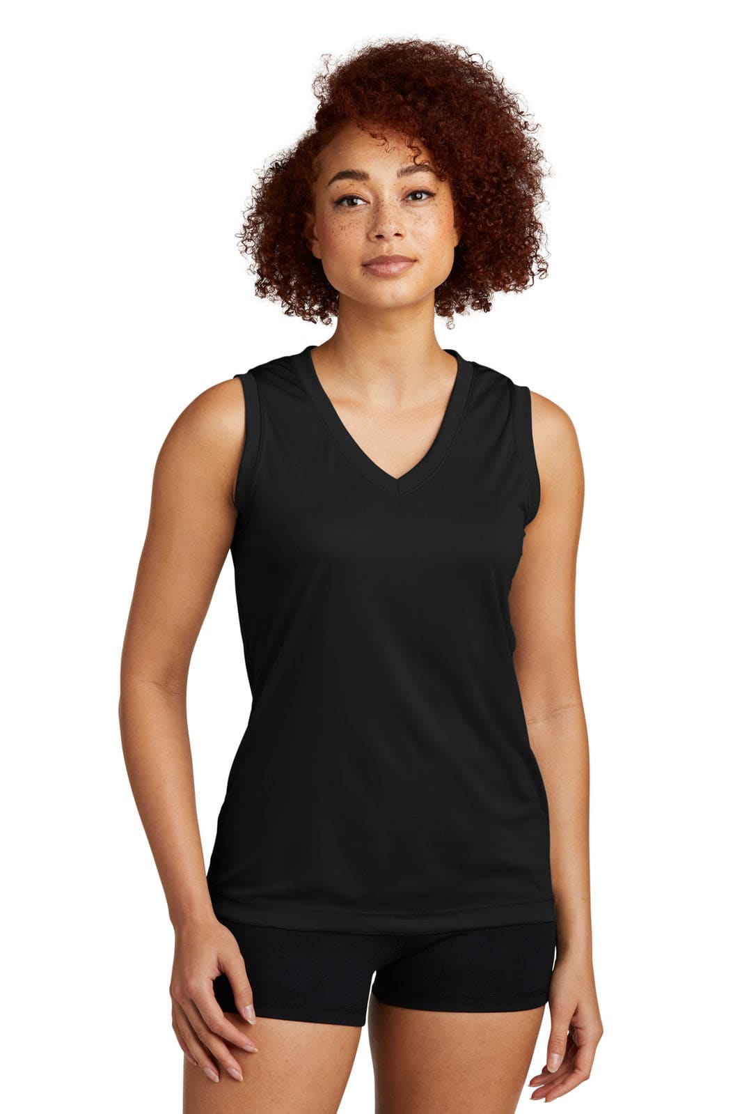 Sport-Tek Ladies Sleeveless PosiCharge Competitor V-Neck Tee - LST352 Image Black