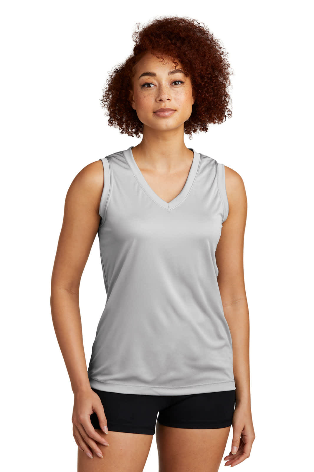 Sport-Tek Ladies Sleeveless PosiCharge Competitor V-Neck Tee - LST352 Image Silver