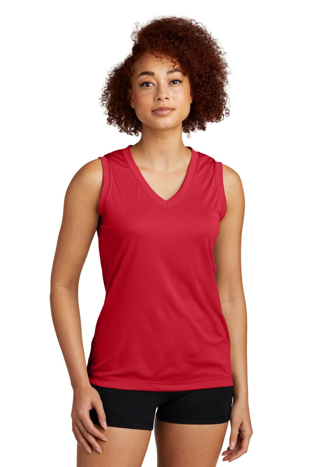 Sport-Tek Ladies Sleeveless PosiCharge Competitor V-Neck Tee - LST352 Image True Red