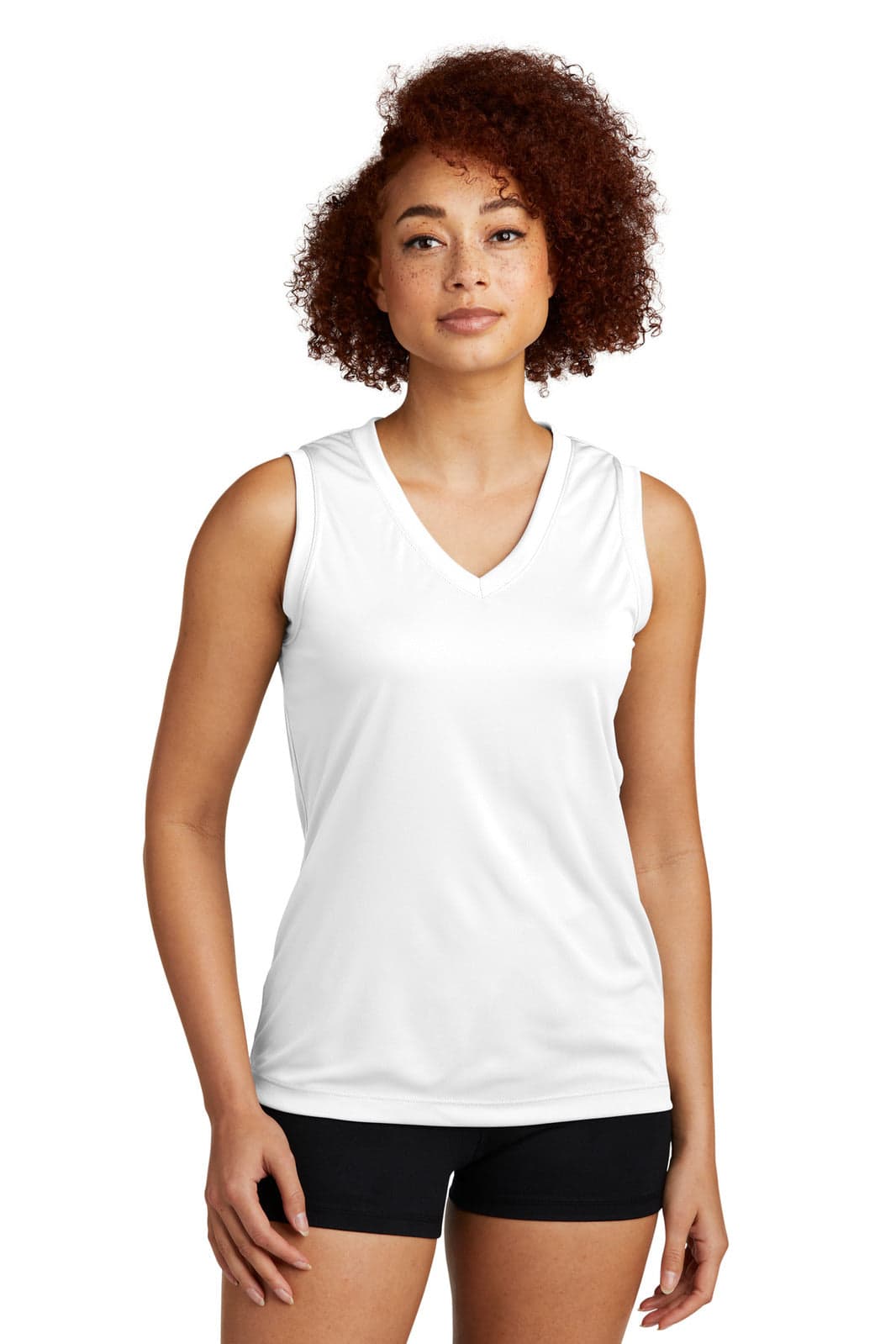 Sport-Tek Ladies Sleeveless PosiCharge Competitor V-Neck Tee - LST352 Image White