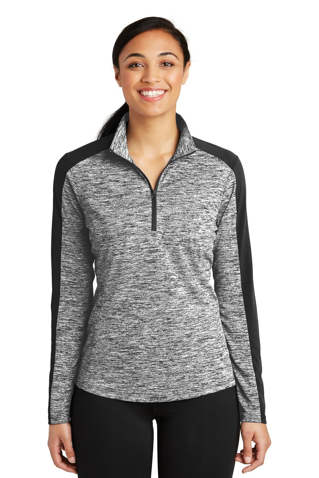 Sport-Tek Ladies PosiCharge Electric Heather Colorblock 1/4-Zip Pullover