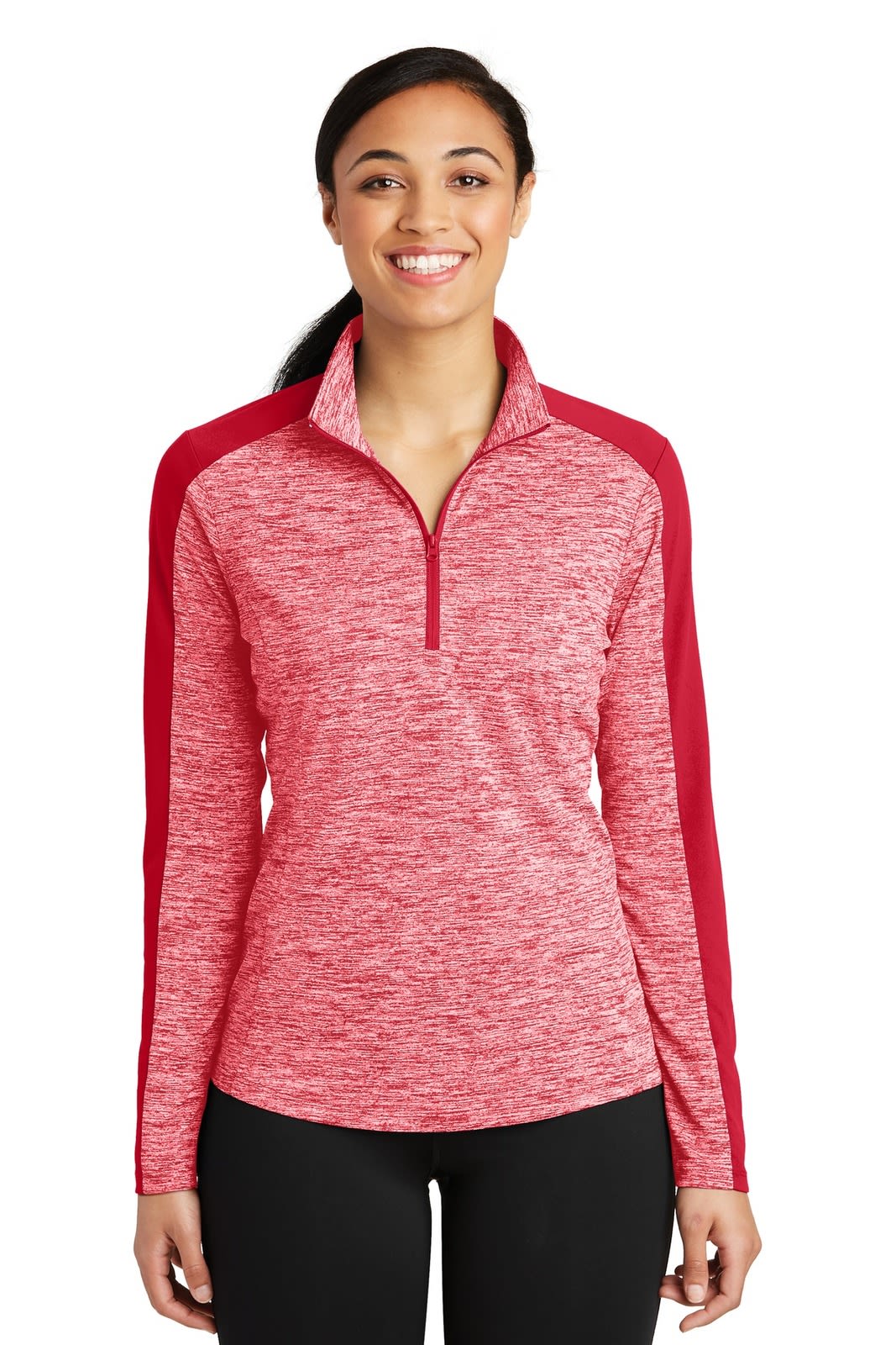 Sport-Tek Ladies PosiCharge Electric Heather Colorblock 1/4-Zip Pullover