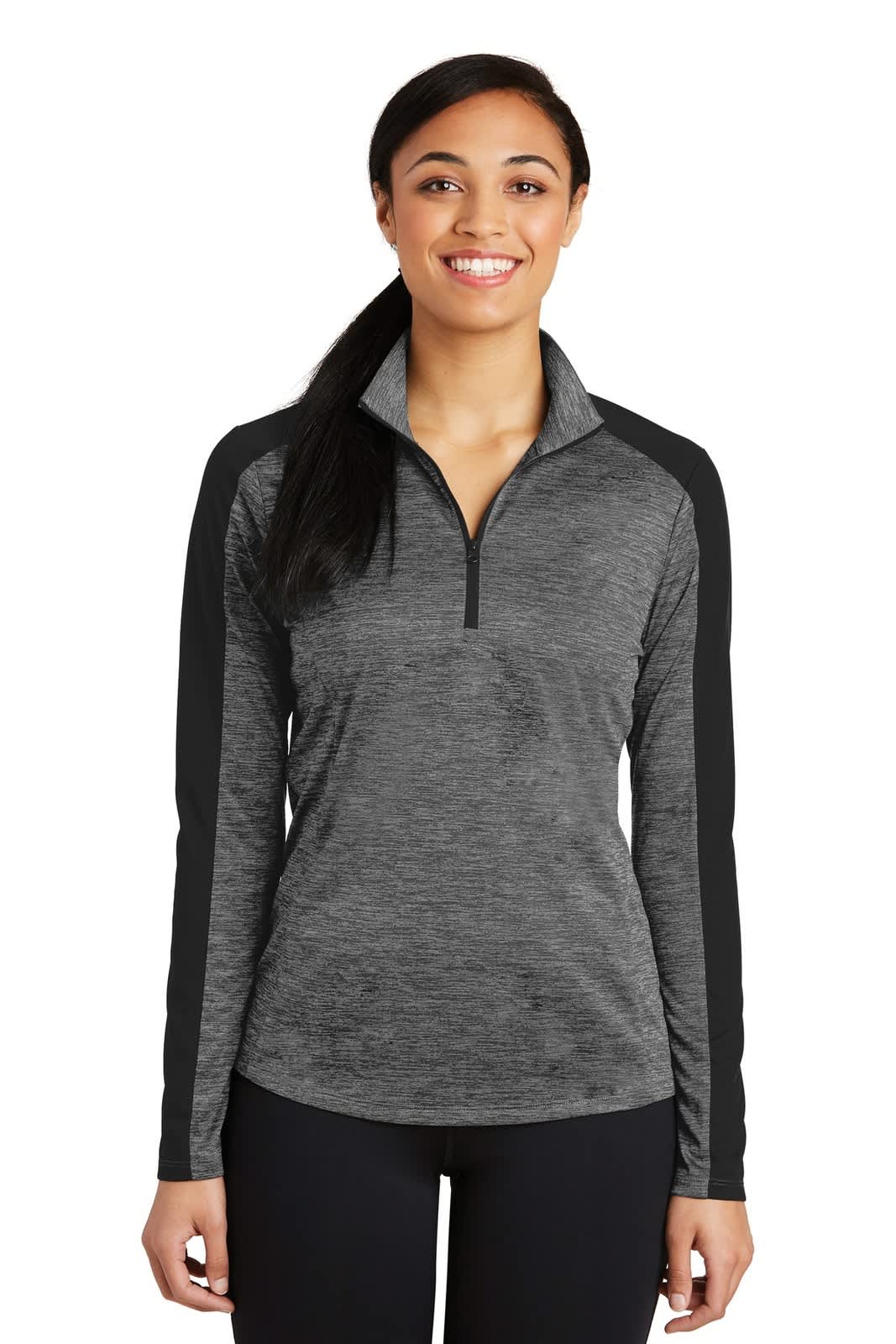 Sport-Tek Ladies PosiCharge Electric Heather Colorblock 1/4-Zip Pullover