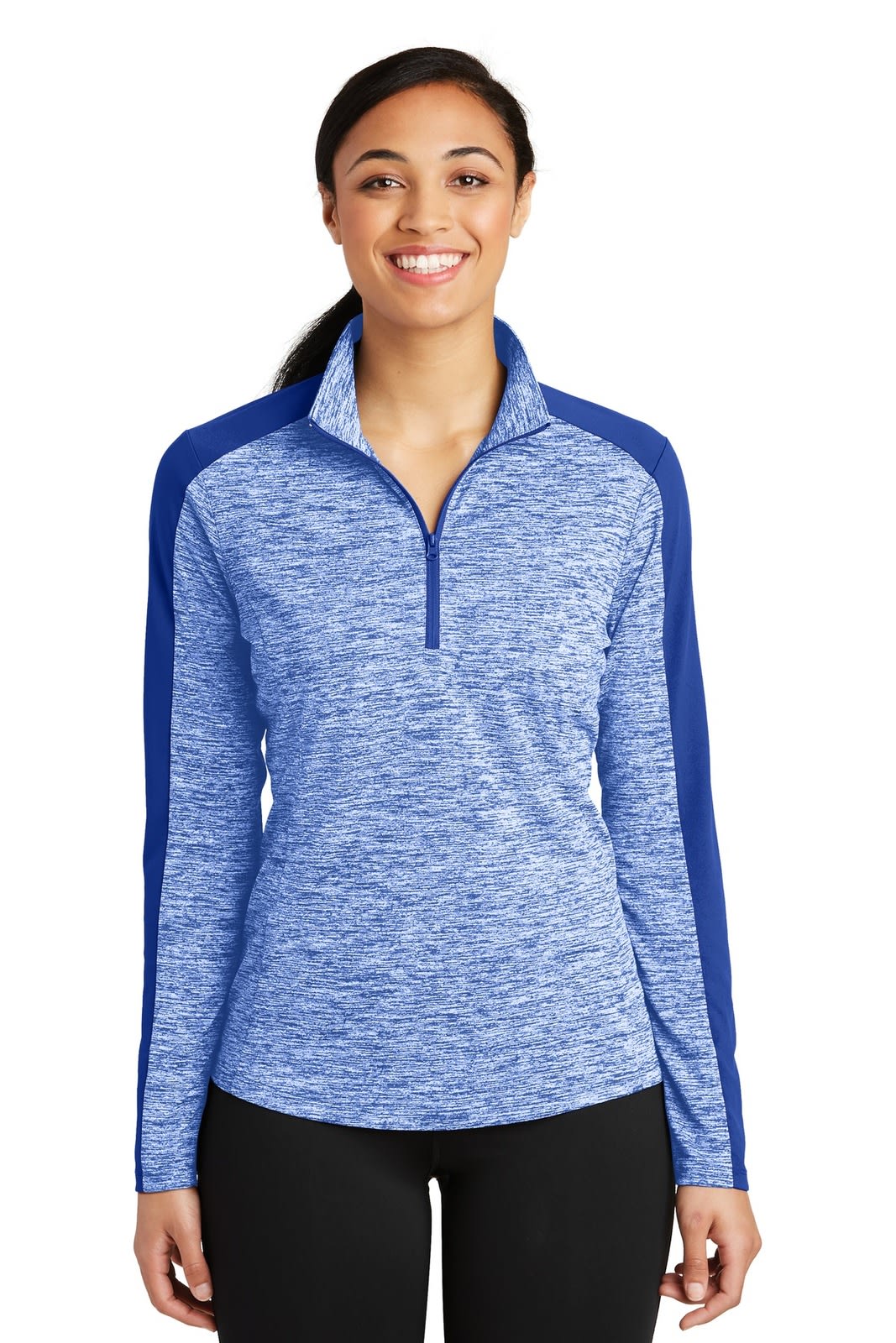 Sport-Tek Ladies PosiCharge Electric Heather Colorblock 1/4-Zip Pullover