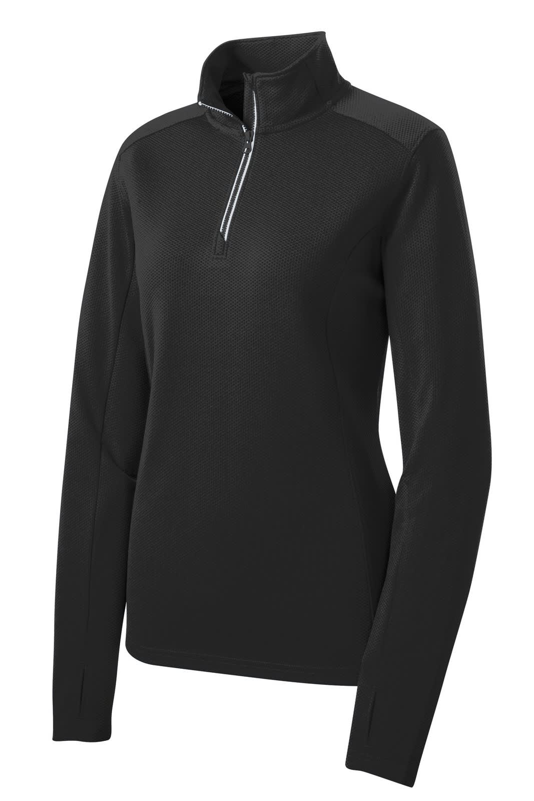 Sport-Tek Ladies Sport-Wick Textured 1/4-Zip Pullover