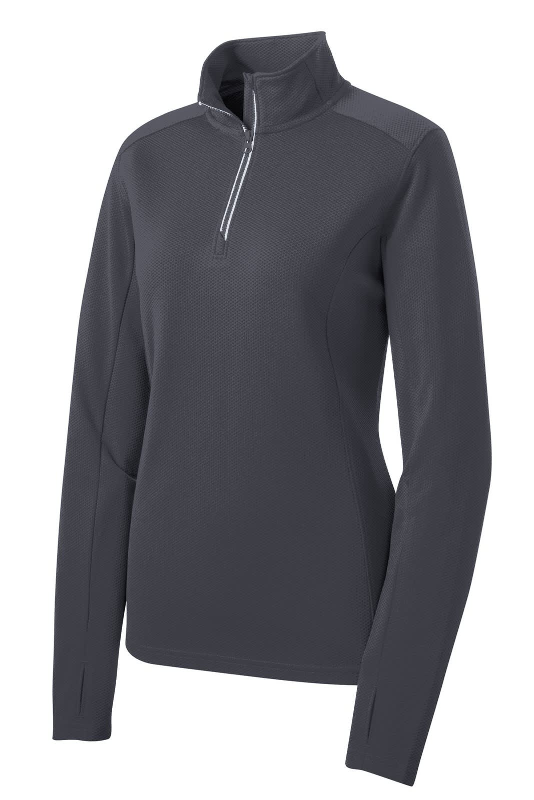 Sport-Tek Ladies Sport-Wick Textured 1/4-Zip Pullover