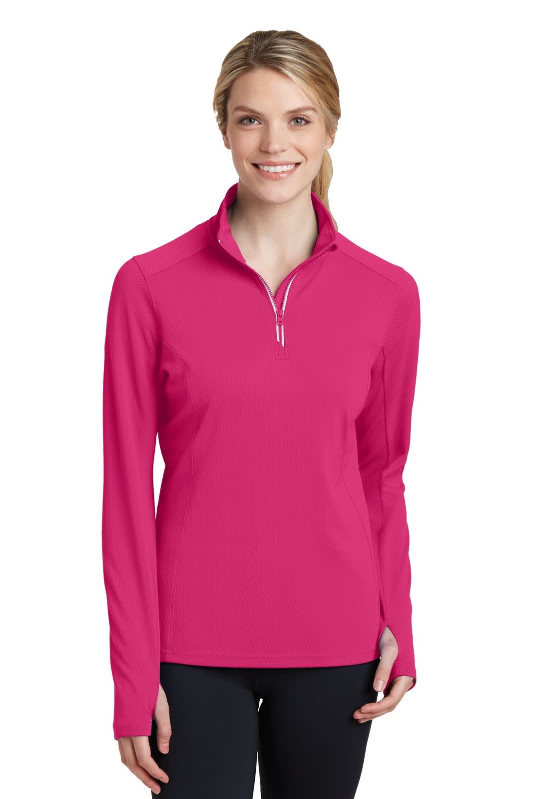 Sport-Tek Ladies Sport-Wick Textured 1/4-Zip Pullover