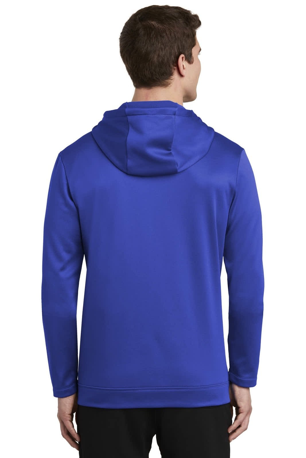 A blue Nike Therma-FIT full-zip fleece hoodie, featuring a hood and a sleek, fitted design.