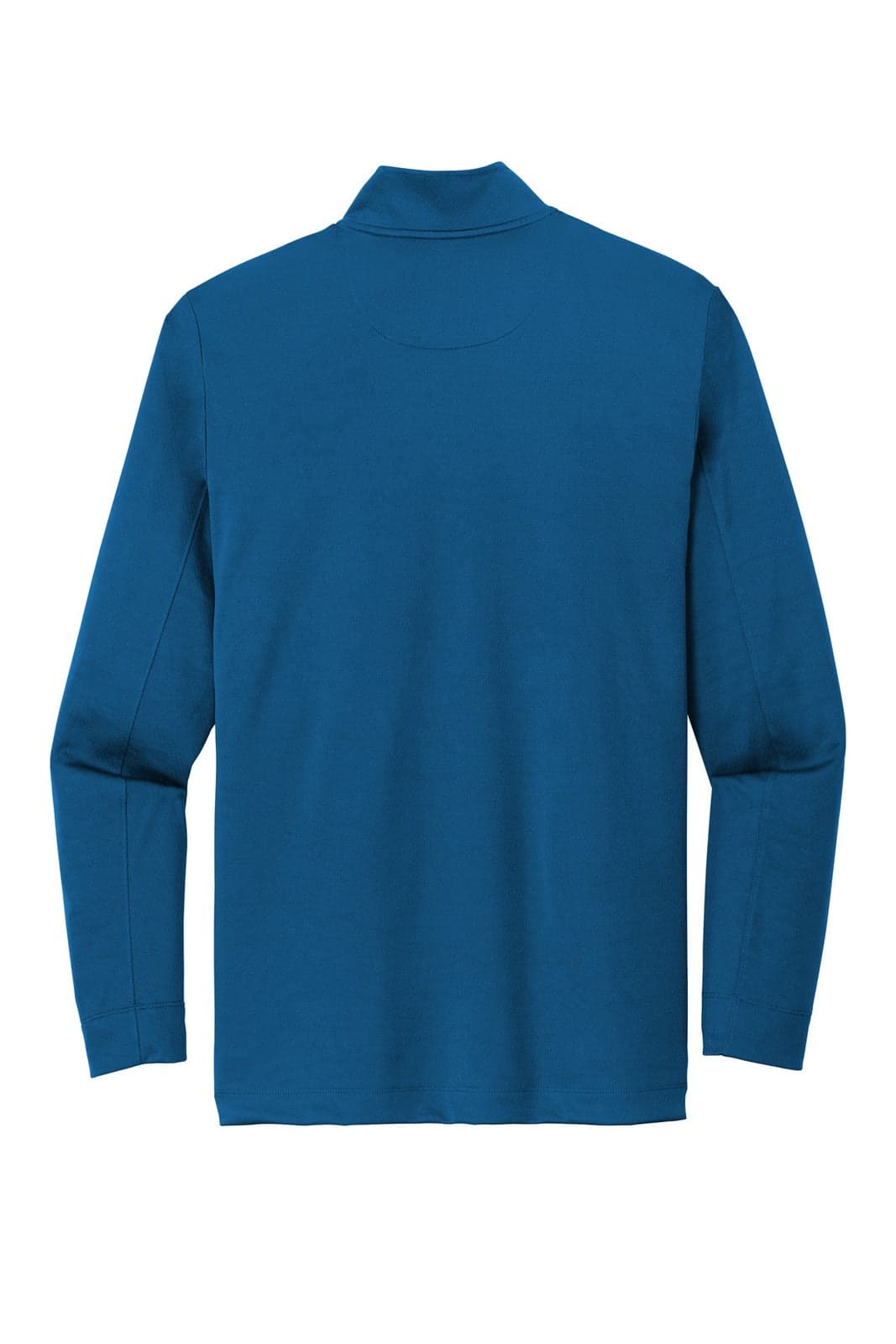 A blue Nike Dry 1/2-Zip Cover-Up with long sleeves and a high collar, featuring a logo.