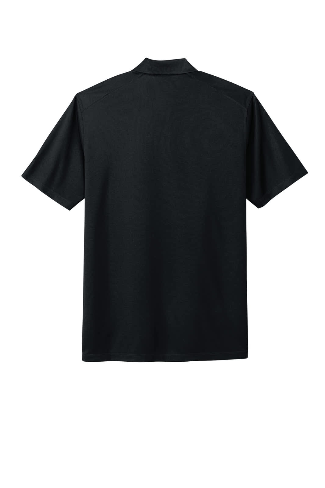 A black Nike Dri-FIT Micro Pique 2.0 Polo shirt featuring a collar and short sleeves, with a logo on the side.