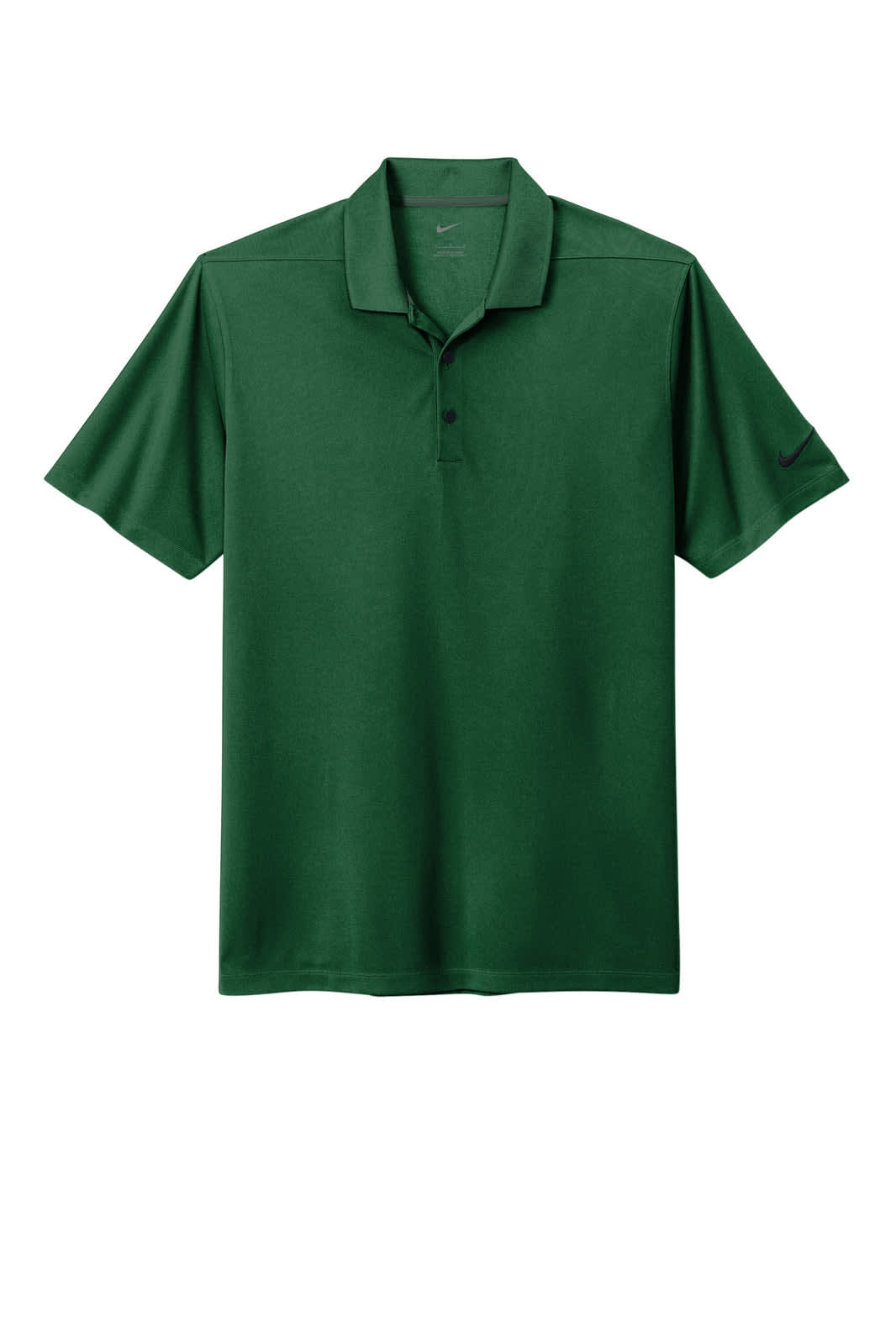 A green Nike Dri-FIT Micro Pique 2.0 Polo with a collar and three buttons, featuring a logo on one sleeve.