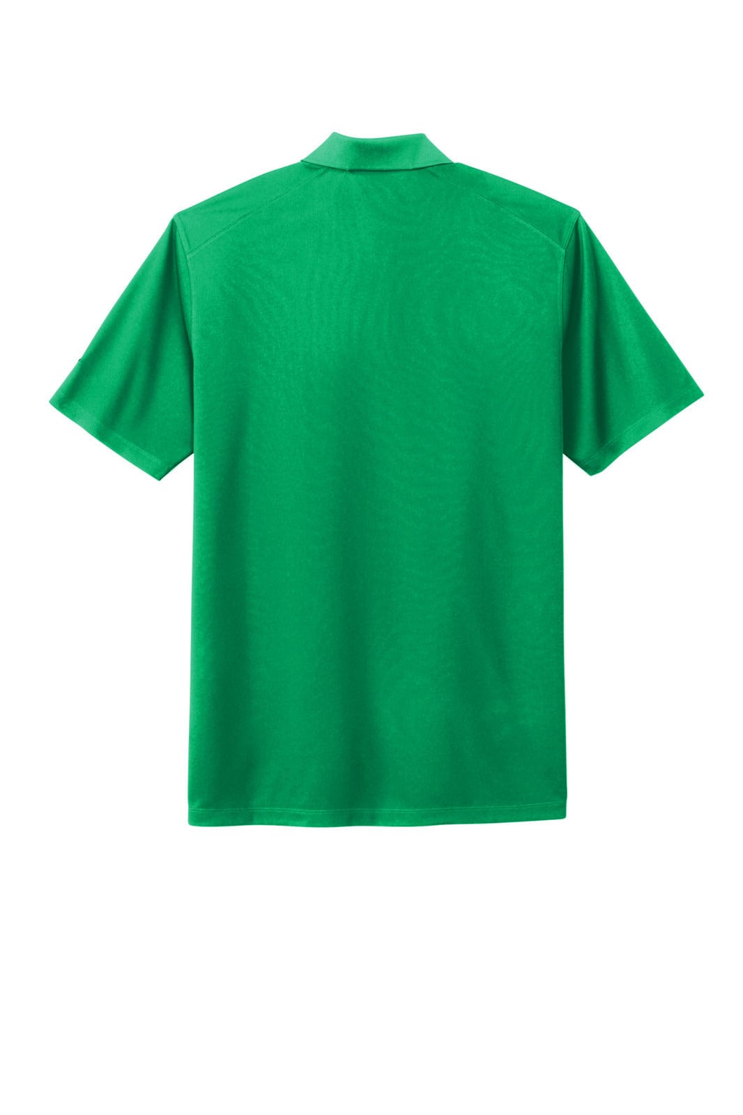 A green Nike Dri-FIT Micro Pique 2.0 Polo shirt, featuring a collar and short sleeves, with a branding logo.