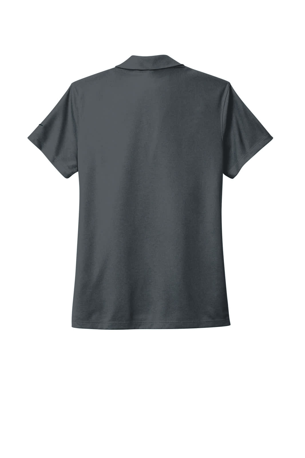 A grey Nike Ladies Dri-FIT Micro Pique 2.0 Polo, featuring a collar and short sleeves. The back view displays a simple design.