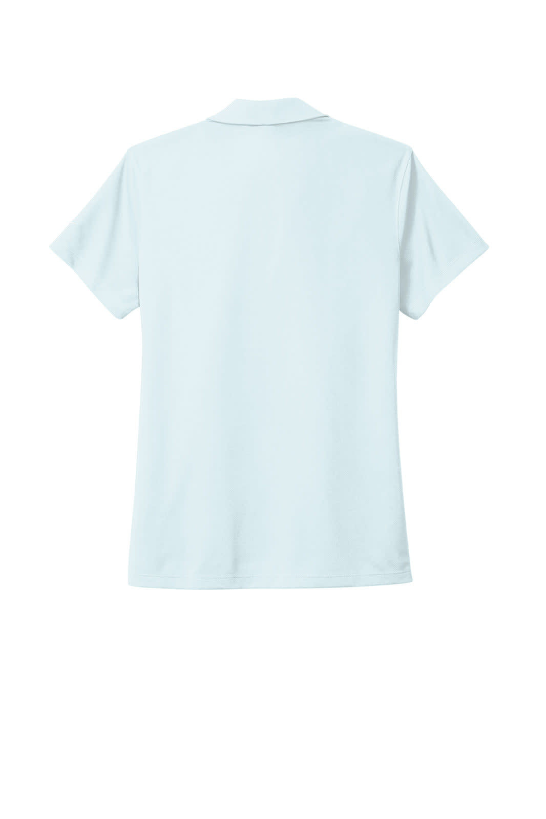 A light blue polo shirt featuring a collar and short sleeves, with a logo on the left side.