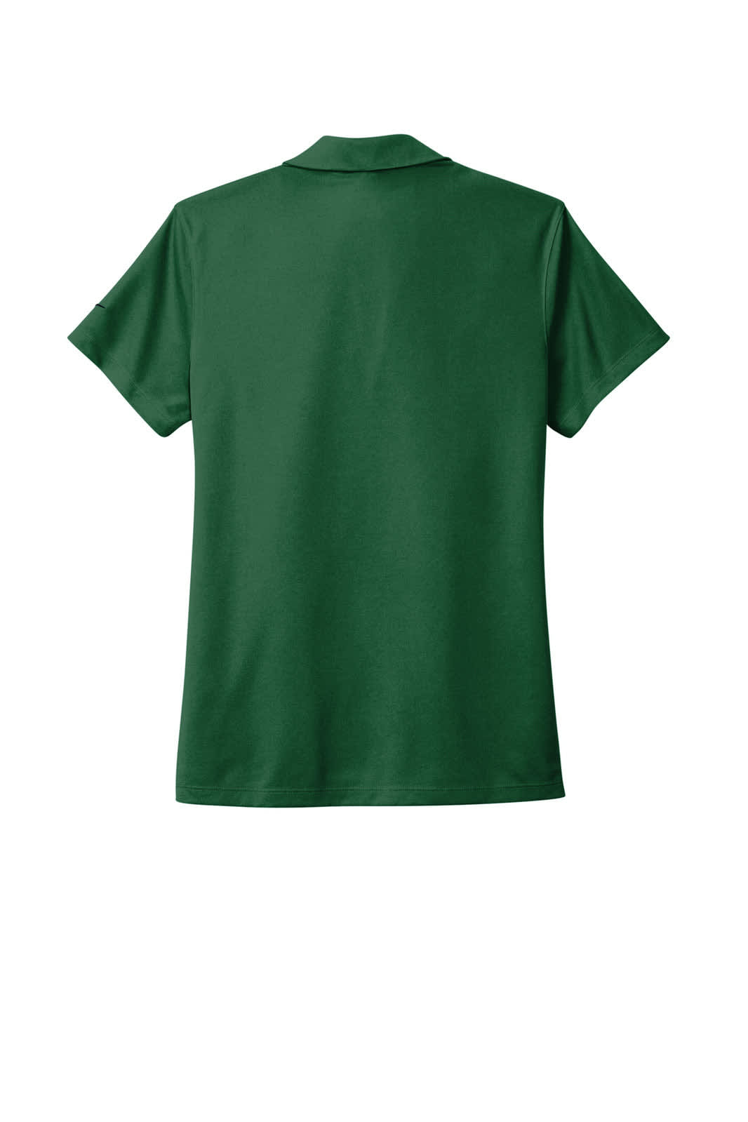 A green ladies' polo shirt with a collar and short sleeves, featuring a branding logo.