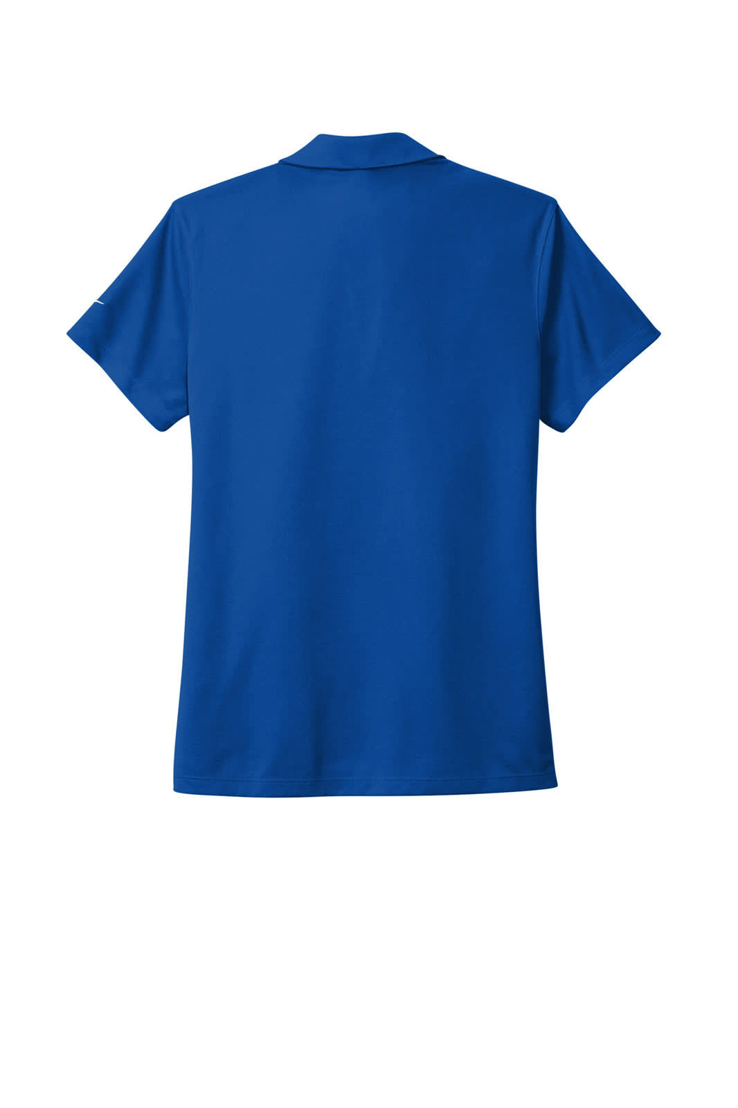 A blue polo shirt featuring a collar and short sleeves, with a logo on the side.