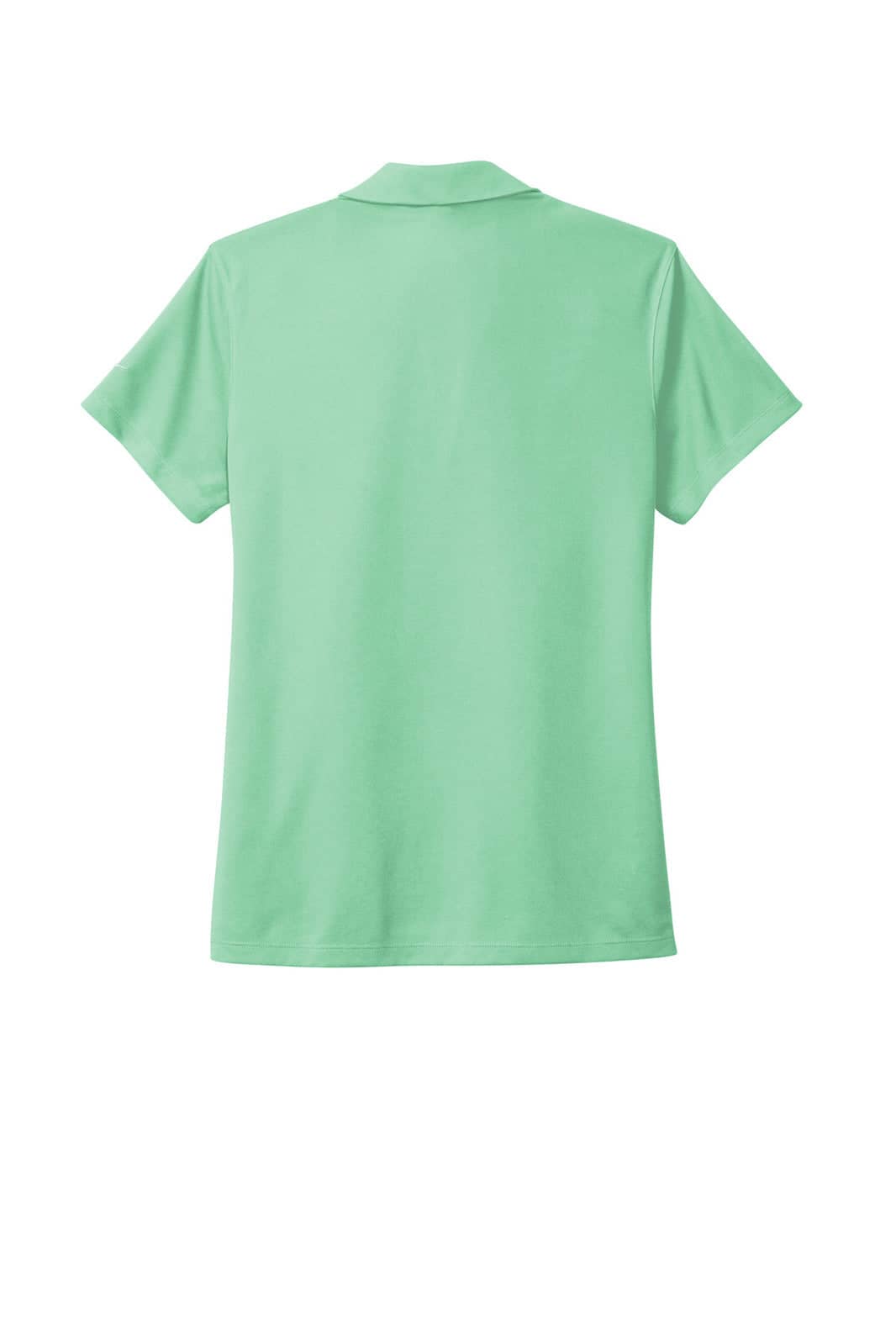 A mint green ladies' polo shirt with a classic collar and short sleeves, featuring a logo.