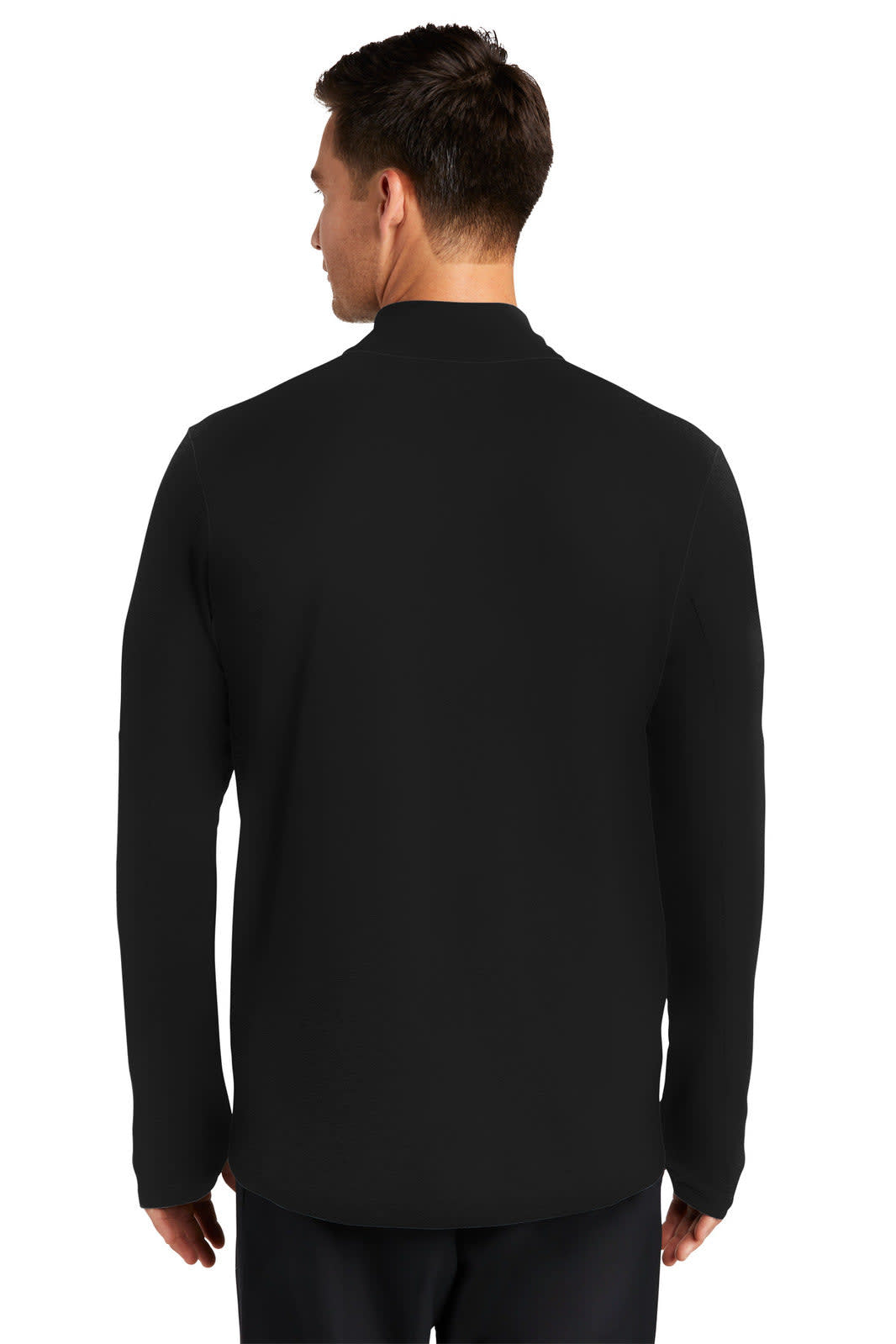 A black Nike Dri-FIT Element 1/2-Zip Top featuring long sleeves and a high collar, viewed from the back.